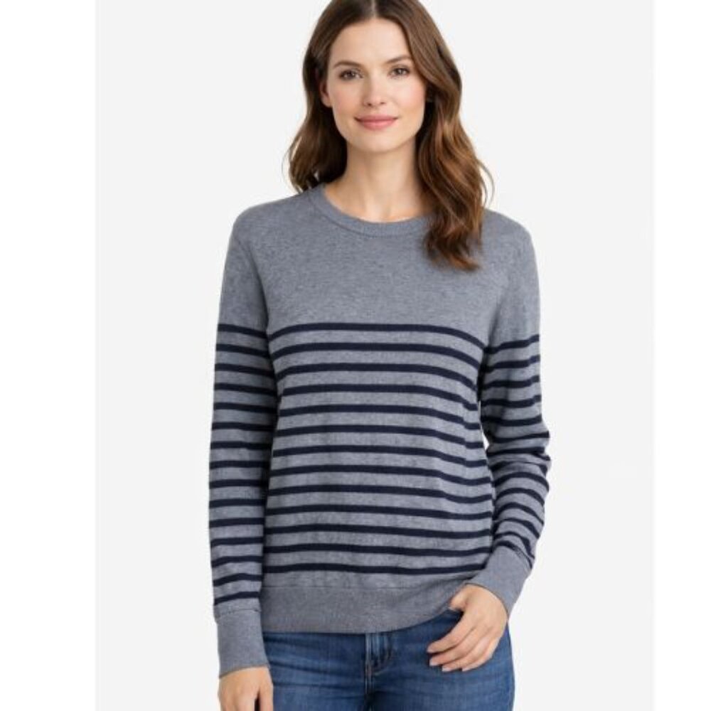 BANANA REPUBLIC factory S grey blue stripes long sleeves men's shirt sweater
